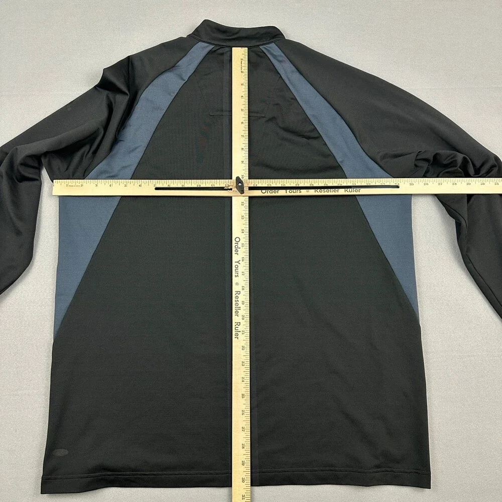 Adidas Golf Jacket Men XL Black Blue Solid 1/4 Zip Lightweight Stretch Pullover
